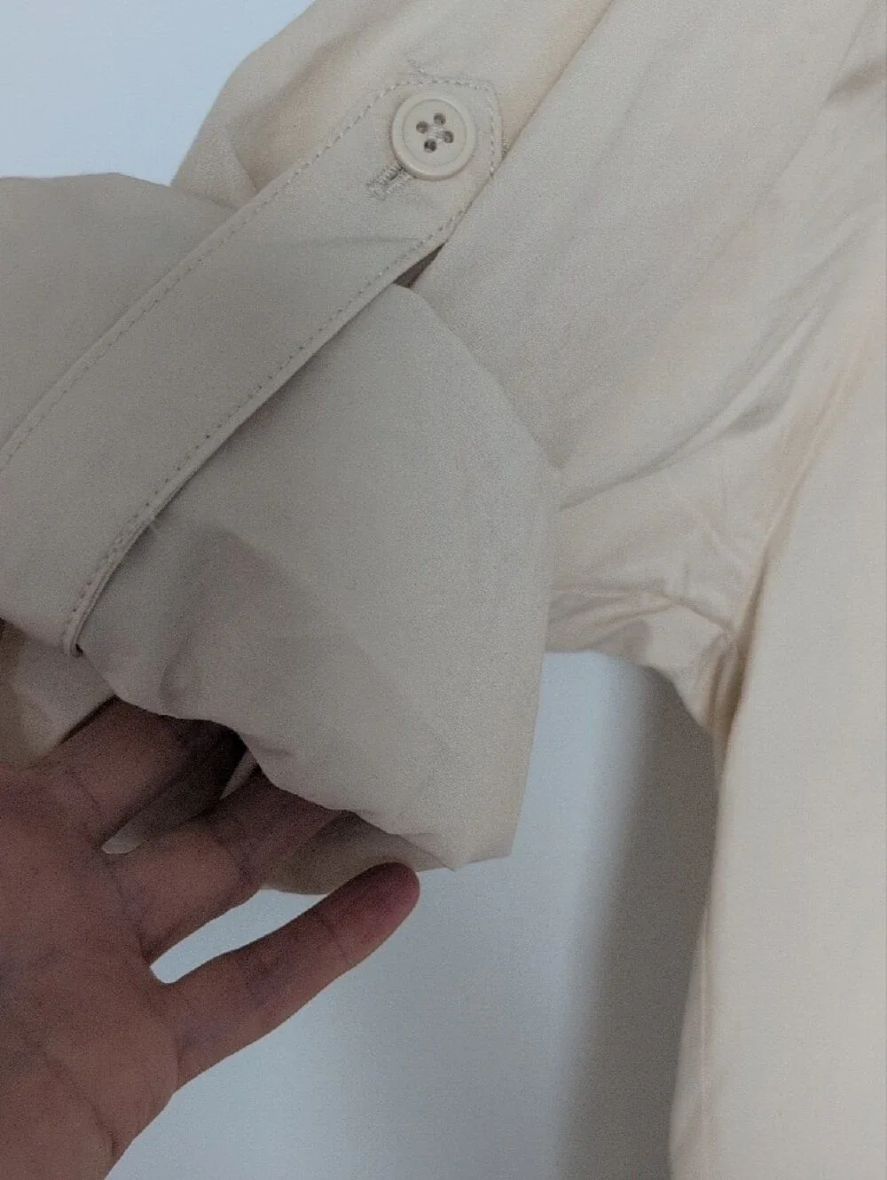 Beige Women's Long-Sleeve Button Shirt - Picture 3 of 16